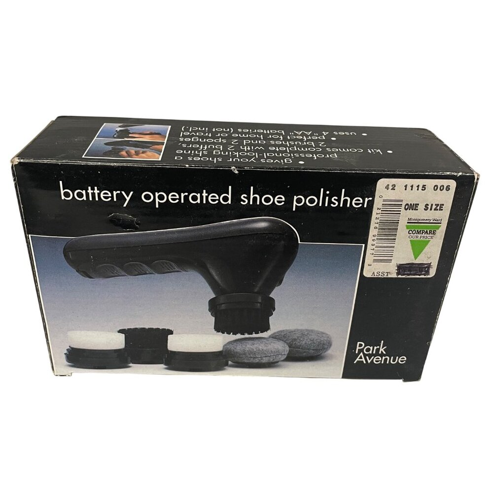 Park Avenue Battery Operated Shoe Polisher Kit With Brushes & Buffers